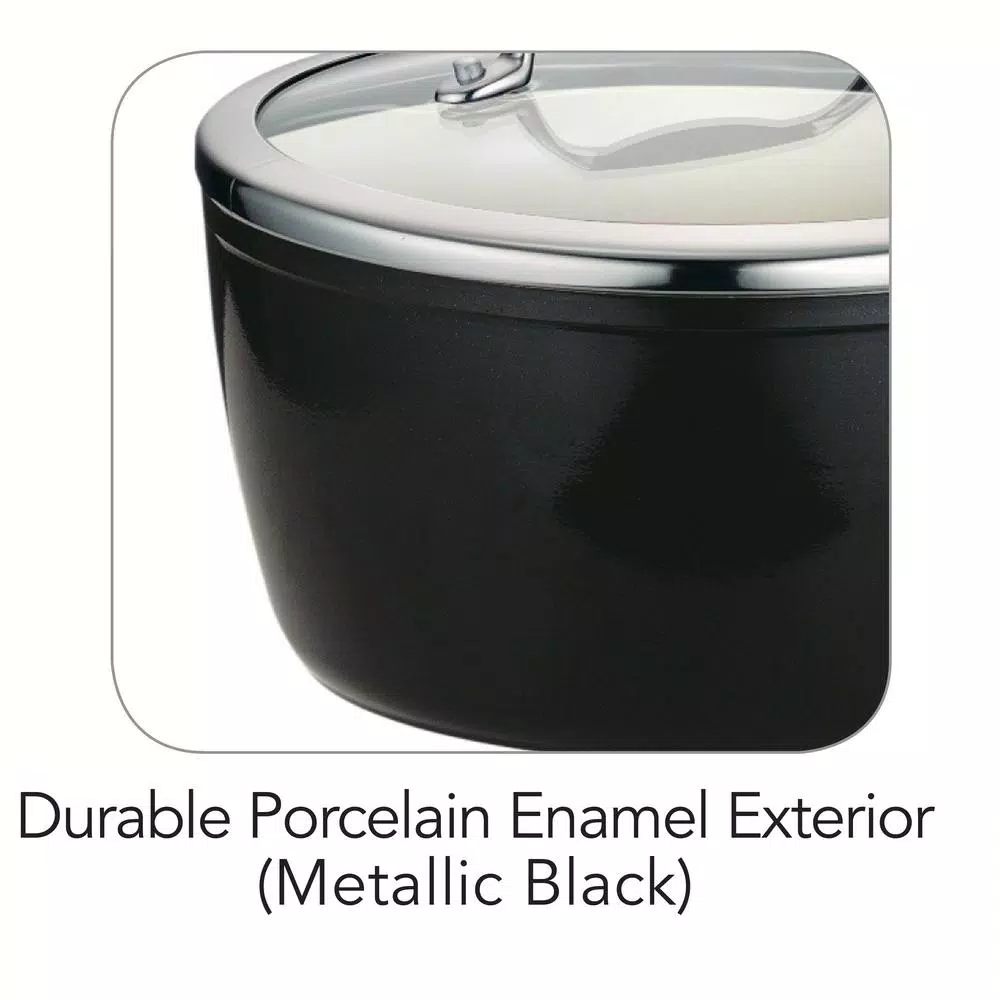 Tramontina Gourmet Ceramica Deluxe 3 Qt. Aluminum Ceramic Nonstick Sauce Pan with Glass Lid, Metallic Black