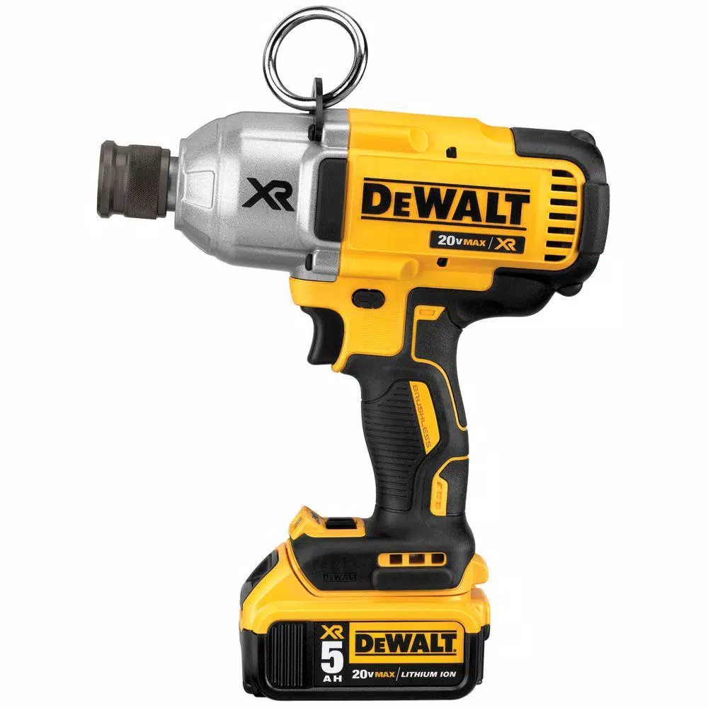 DEWALT 20V MAX XR Brushless High Torque Impact Wrench Kit with 7/16 in. Quick Release Chuck, (3) 5.0 Ah Batteries & Charger