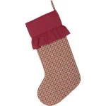 VHC Brands 20 in. Jonathan Plaid Traditional Christmas Stocking - Red, Olive Green, and Tan thumbnail 2