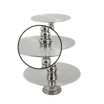 LITTON LANE 23 in. Polished Silver Aluminum 3-Tiered Round Rimless Cake Stand thumbnail 2