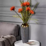 StyleCraft Marloe Charcoal and Gold Ceramic Table Vase, Contemporary Urn Shape thumbnail 7