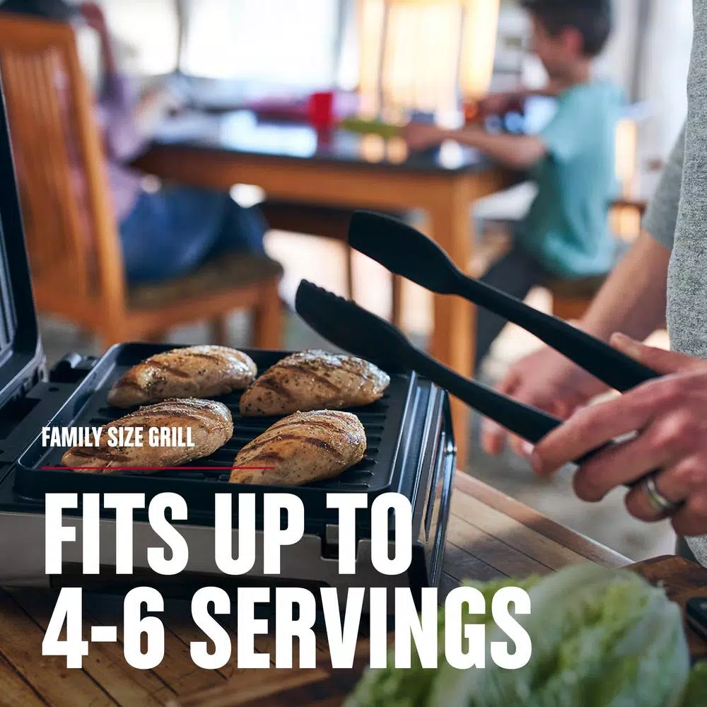 George Foreman Digital Smokeless Indoor Contact Grill, Family Size, Silver