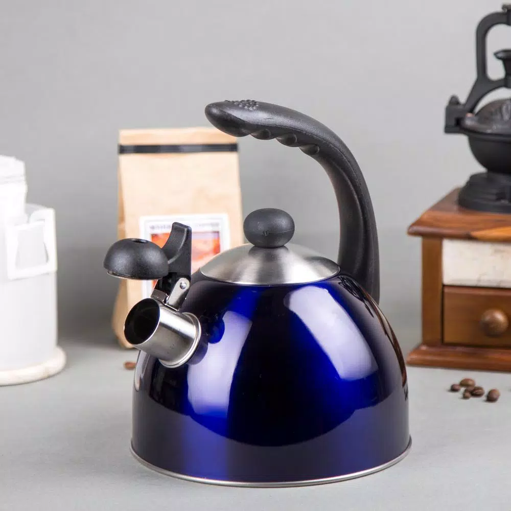 Creative Home Rhapsody 2.1 Qt. Stainless Steel Whistling Tea Kettle, Metallic Blue