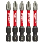Milwaukee SHOCKWAVE 2 in. Phillips #2 Impact Duty Steel Power Bits, 5-Pack thumbnail 1