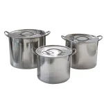 AmeriHome 3-Piece Stainless Steel Stock Pot Set with Lids, 8 qt, 12 qt, and 16 qt thumbnail 1