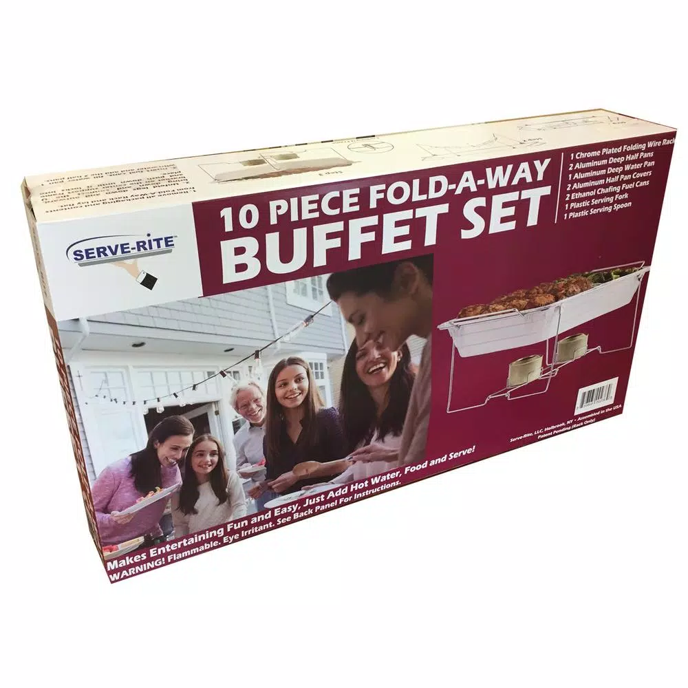 Unbranded SERVE-RITE 10-Piece Aluminum Multi-Buffet Server Chafing Dish, 8 Qt. Capacity