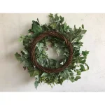 Glitzhome 26 in. Artificial Greenery Wreath with Lambs Ear, Eucalyptus, and Ivy Foliage thumbnail 3