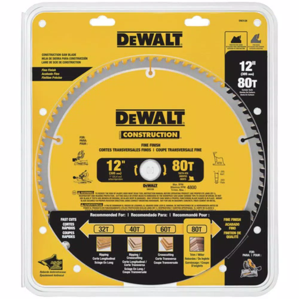 DEWALT 12 in. Miter Saw Blade Assortment, 32-Teeth & 80-Teeth (4-Pack)
