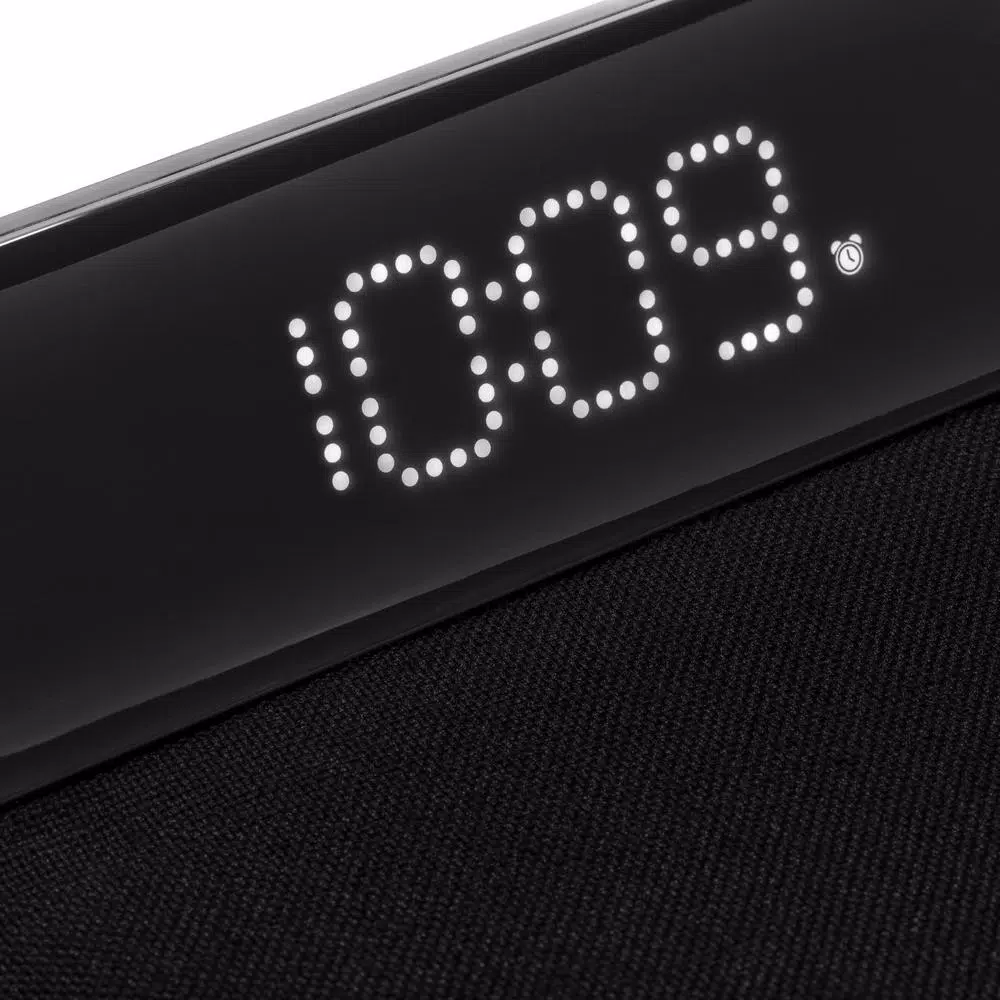 iHome Sleek Digital Alarm Clock with Qi Wireless Charging and USB Port, Designer Fabric Finish