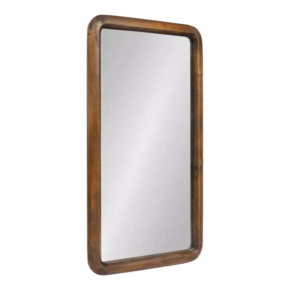 Kate and Laurel Pao Classic Walnut Brown Solid Wood Rectangle Accent Mirror, 16.73 x 31.5 in