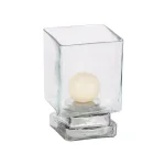 LITTON LANE 6 in. Cube-Shaped Frosted Glass Hurricane Candle Holders, Set of 2 thumbnail 2
