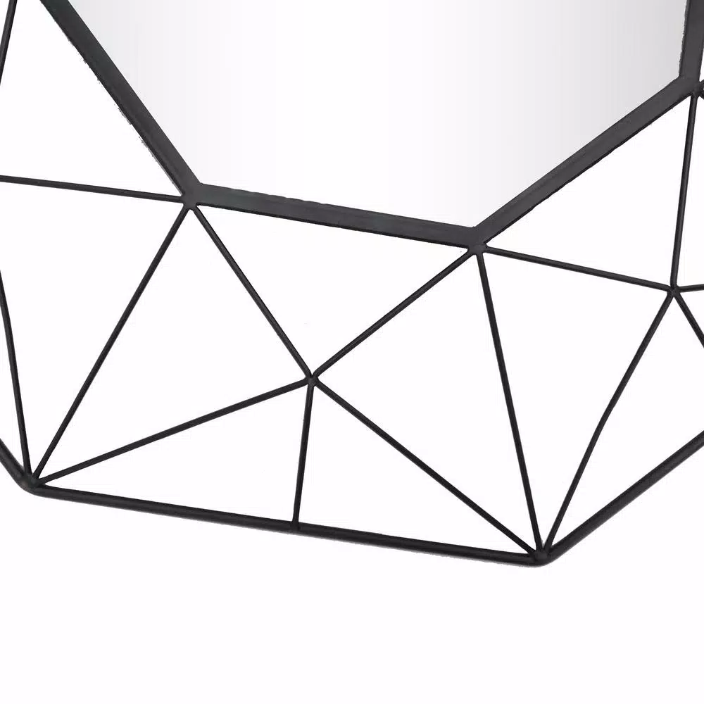 StyleWell Modern Octagonal Black Metal Frame Accent Mirror, 25.2 in.