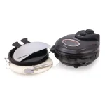 Euro Cuisine 12 in. Black Electric Pizza Maker with Rotating Tray and Lid thumbnail 4