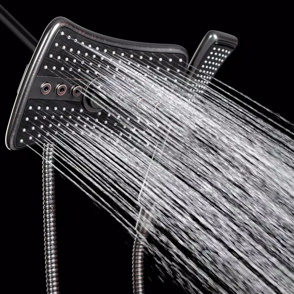 AKDY 9 in. Dual Shower Head and Handheld Wand Combo, 4 Spray Modes, Antique Bronze