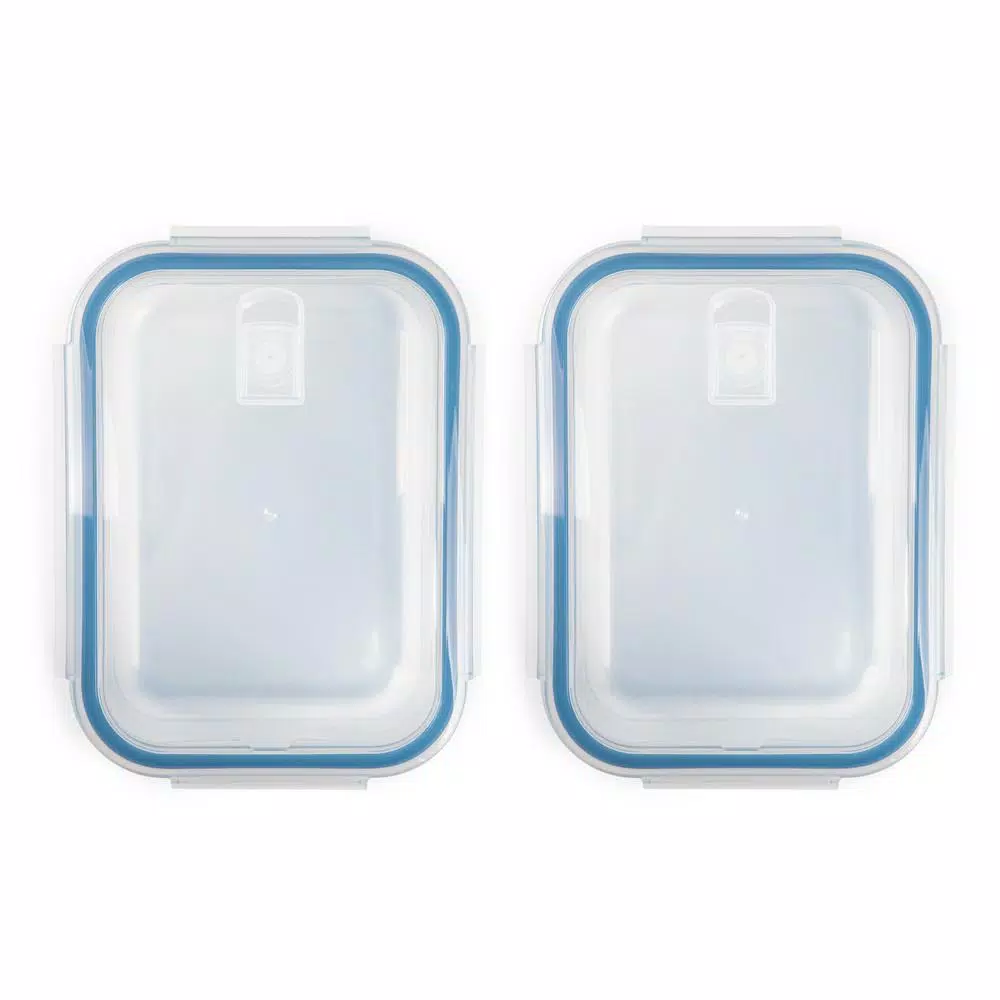 Core Kitchens Vented Glass Food Storage Container Set, 2-Pack, 46 oz, Blue