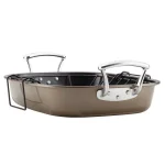 Unbranded Anolon Advanced 16 in. x 13.5 in. Nonstick Roasting Pan with Removable U-Rack, Bronze thumbnail 4