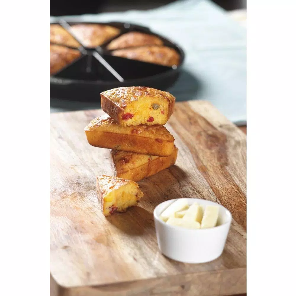 Nordic Ware 9.75 in. Cast Aluminum Scone and Cornbread Pan, Nonstick Black