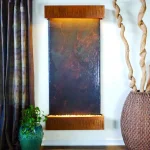 Water Wonders Grande Nojoqui Falls Lightweight Slate Wall Fountain - Copper Patina Trim thumbnail 2