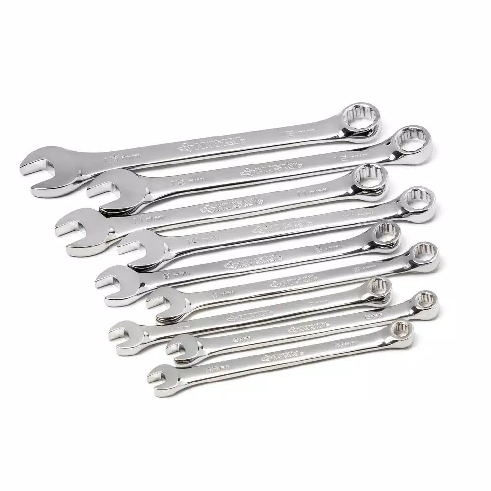 Husky 41-Piece Metric and SAE Combination Wrench Set, Extra-Large Industrial Sizes