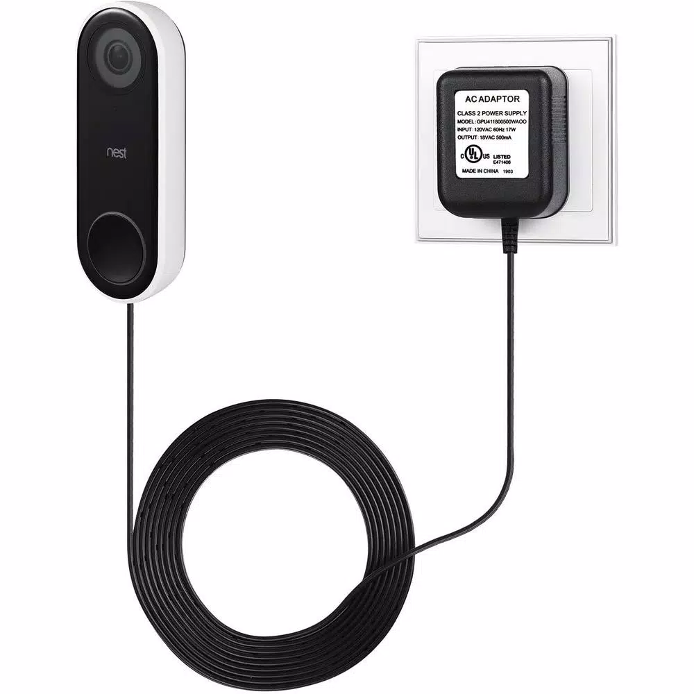 Wasserstein 8.2 ft. Power Supply Adapter for Google Nest Hello, Eufy, and Arlo Video Doorbells