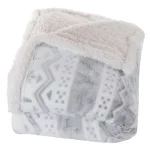 Lavish Home Snow Flakes Fleece Sherpa Throw Blanket, Gray thumbnail 2
