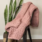 DONNA SHARP Mauve Acrylic Chunky Knitted Throw Blanket, 40 x 50 in thumbnail 1