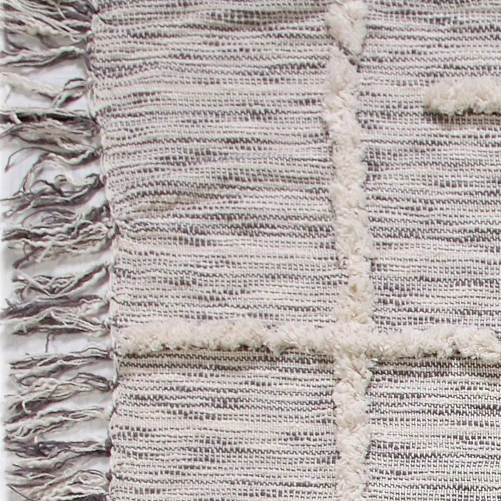 LR Resources Linework 50 in. x 60 in. Gray and Natural Abstract Tufted Cotton Throw Blanket