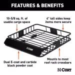 CURT Roof Mounted Cargo Basket, Steel Construction, Black Powder Coat thumbnail 2