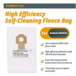 POWERTEC Fleece Filter Bags for DeWalt DWV012 Dust Extractors, HEPA Style, 5-Pack thumbnail 2