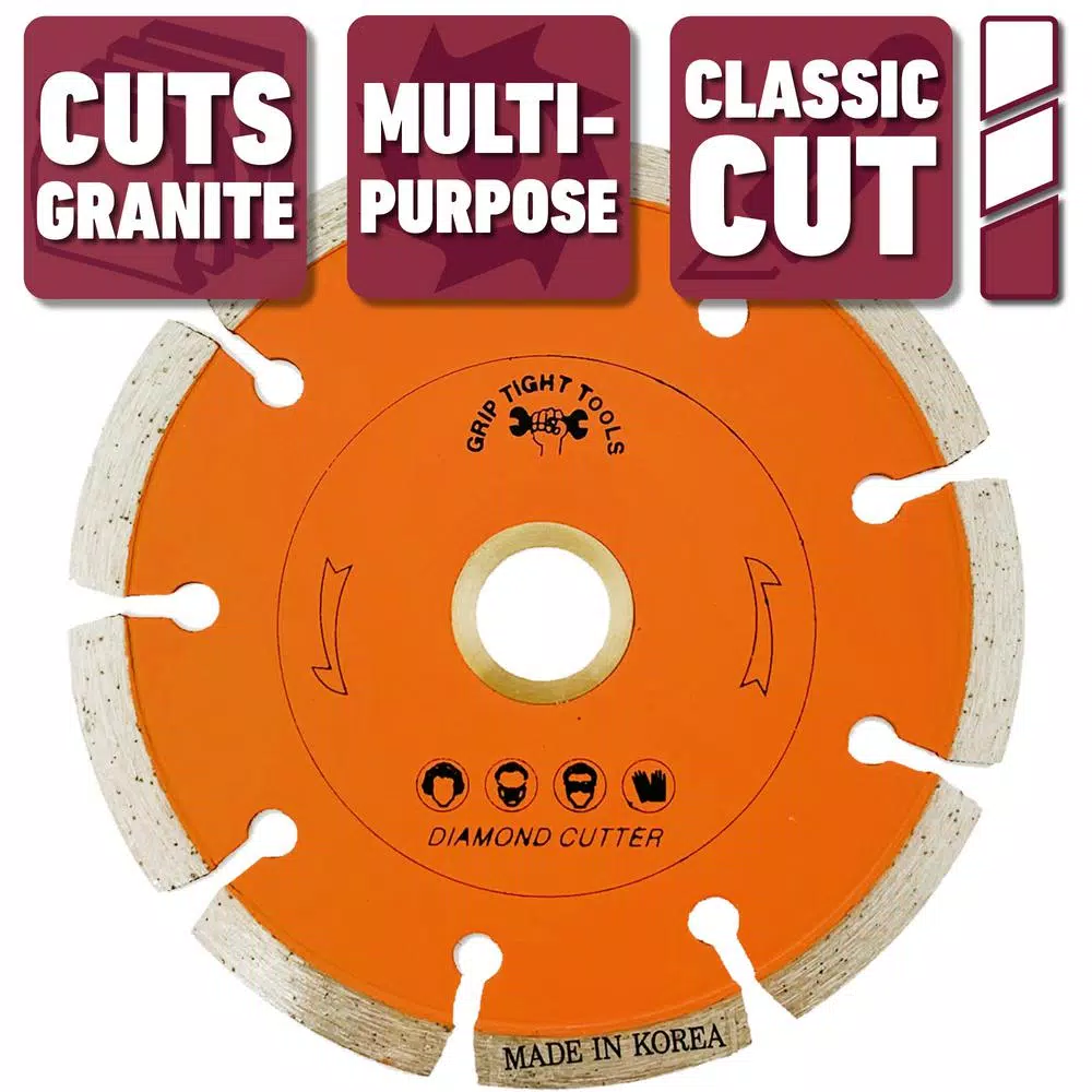 GRIP TIGHT TOOLS 4.5 in. Classic Segmented Cut Diamond Blade for Granite, Marble, Concrete, and Masonry