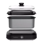 West Bend 5 Qt. Silver Non-Stick Versatility Slow Cooker with Griddle Base, Travel Lid and Thermal Tote thumbnail 3