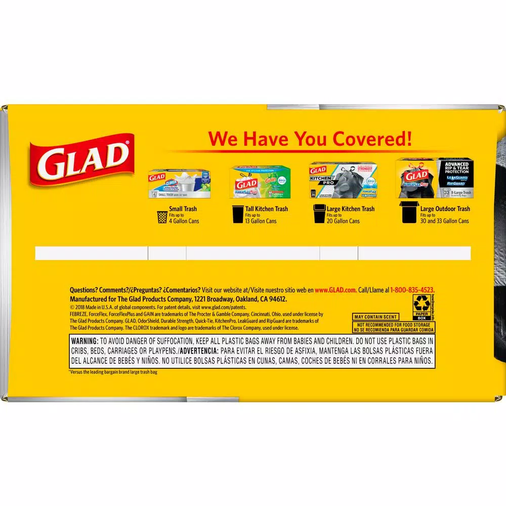 Glad ForceFlexPlus 30 Gallon Black Drawstring Trash Bags, Heavy Duty, 70 Count