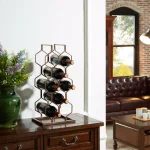 DANYA B. Copper Electroplated 8-Bottle Wine Rack - Modern Geometric Iron Design thumbnail 5