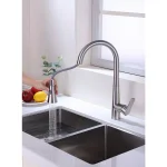Vanity Art Brushed Nickel Single-Handle Pull-Down Kitchen Faucet with Sprayer Wand thumbnail 2