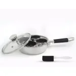 ExcelSteel 4-Cup 18/10 Stainless Steel Egg Poacher with Silicone Grip and Tempered Glass Lid thumbnail 1