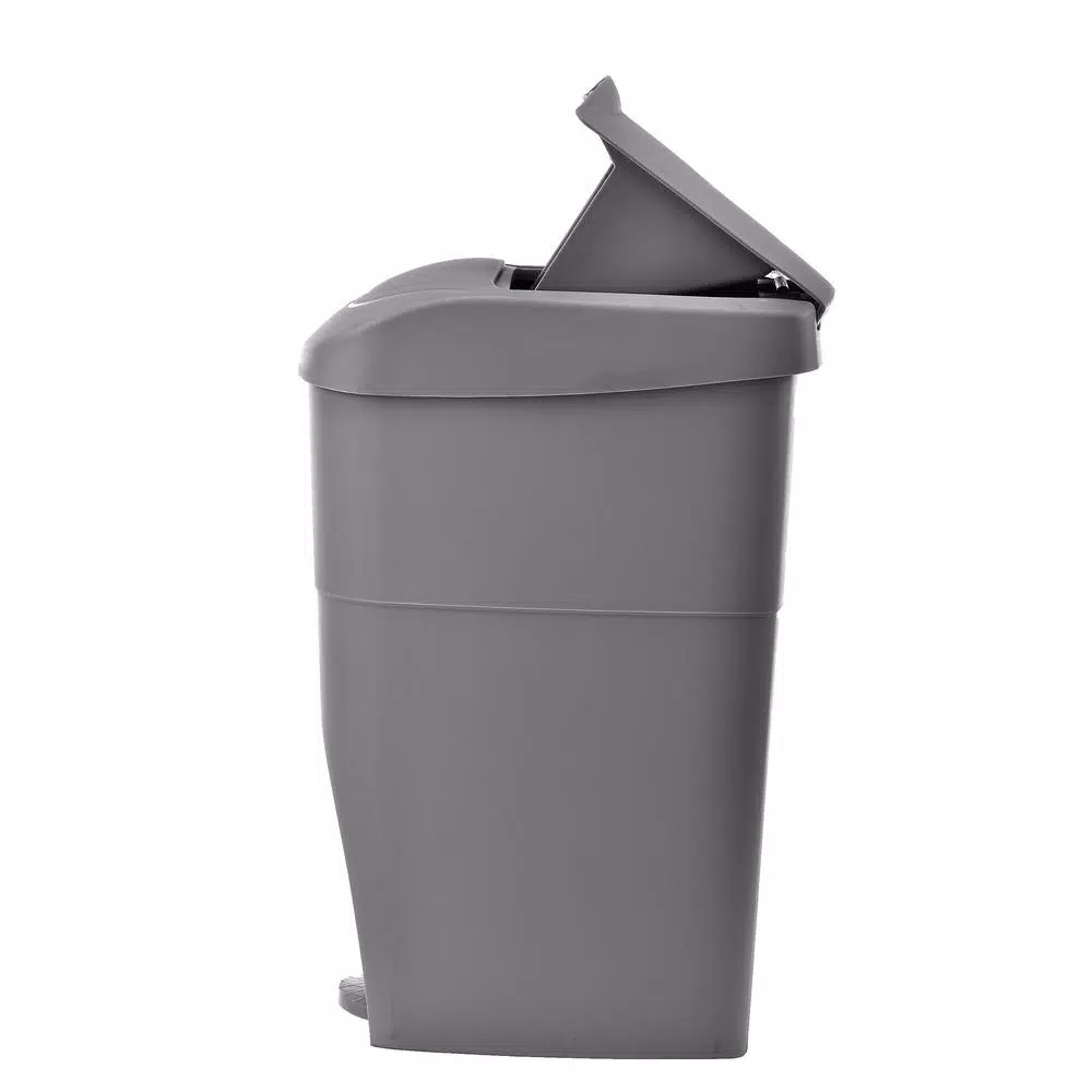 Alpine Industries 19 qt. Gray Step-On Waste Basket & Sanitary Napkin Receptacle