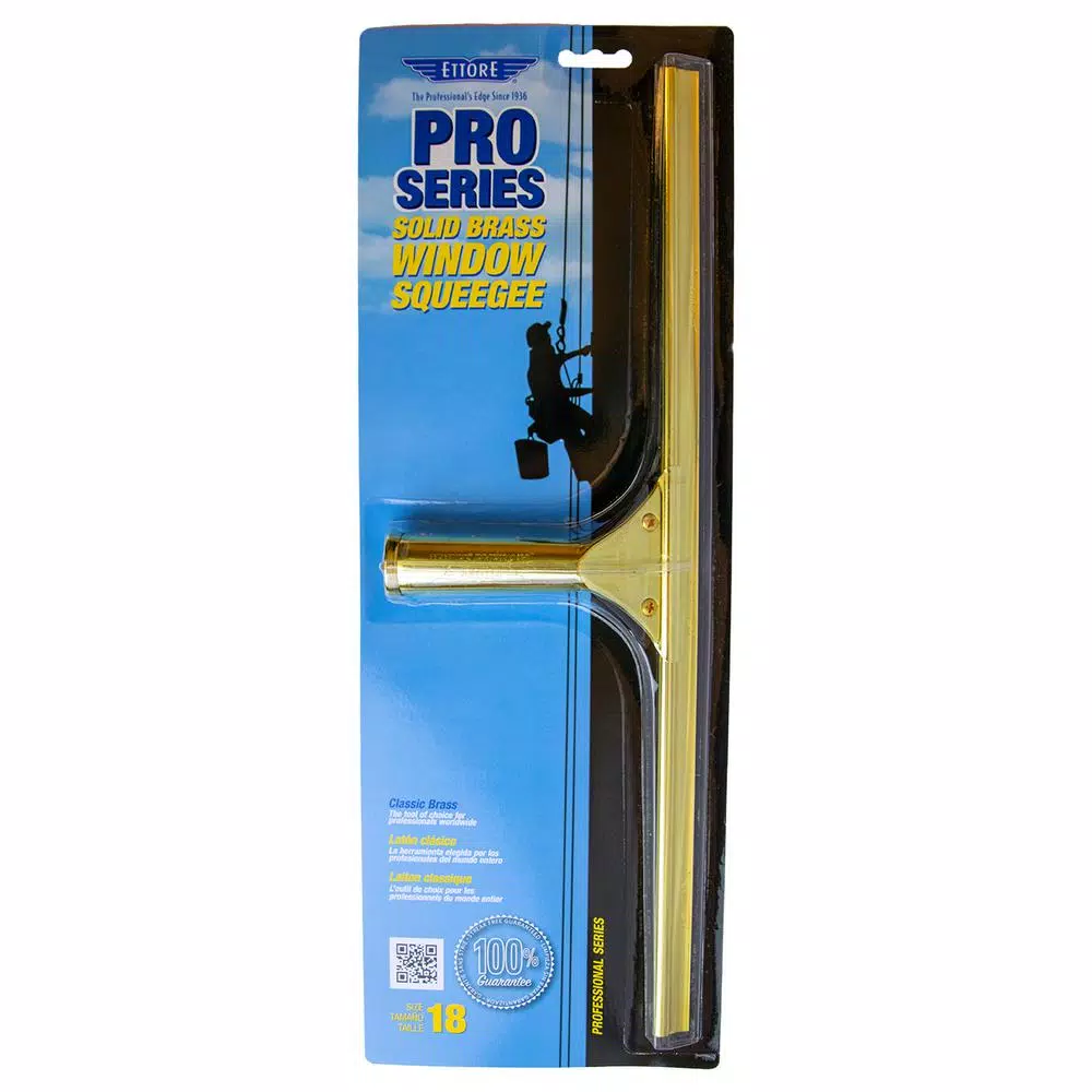 Ettore 18 in. Brass Window Squeegee with Replaceable Rubber Blade