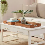 Home Decorators Collection Floral and Wood Decorative Rectangle Tray Set of 2 thumbnail 3