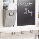 Home Decorators Collection White Wood Multi-Function Wall Organizer with Chalkboard and Hooks thumbnail 5