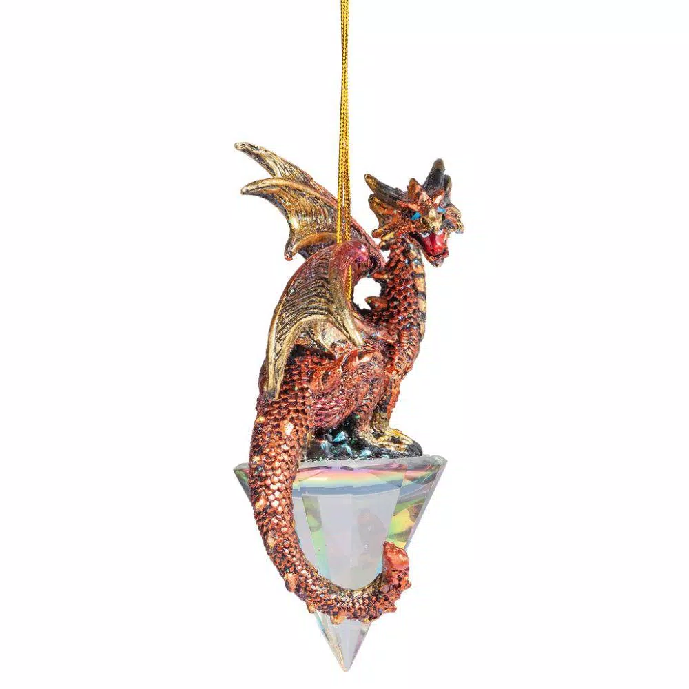 Design Toscano 3.5 in. Diamond Dragon Gothic Holiday Ornament Set, 3-Piece