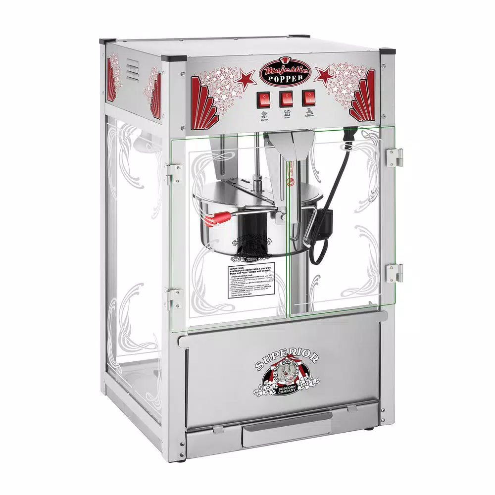 Superior Popcorn Company 16 oz. Majestic Silver Countertop Popcorn Machine