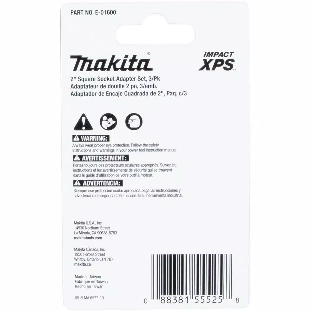 Makita ImpactXPS Square Socket Adapter Set, 3-Piece, Hex Shank