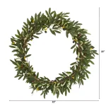 Nearly Natural 23 in. Olive Artificial Wreath with Lifelike Berries thumbnail 2