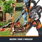 Worx TRIVAC 2.0 3-in-1 Electric Blower, Vacuum, and Mulcher, 12-Amp, 70 MPH, 620 CFM thumbnail 9