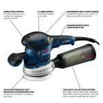 Bosch ROS65VC-5 5 in. Variable Speed Random Orbital Sander/Polisher with Vibration Control thumbnail 2