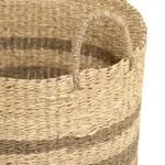 Zentique Handmade Woven Seagrass and Palm Leaf Large Decorative Basket with Handles thumbnail 2