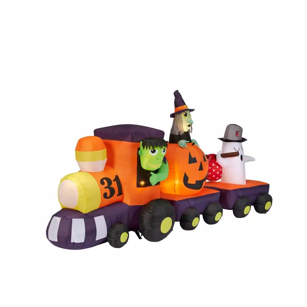 Gemmy 5.5 ft. Halloween Train Airblown Inflatable with Lights, Family Friendly Decor