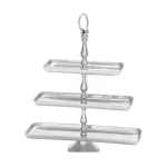 LITTON LANE 19 in. Polished Silver Aluminum 3-Tiered Rectangular Fruit Stand thumbnail 1