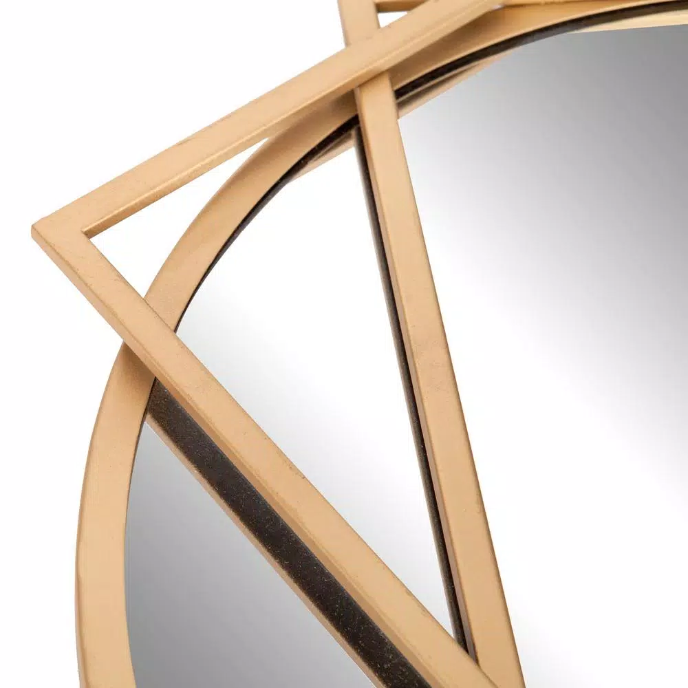 Pinnacle Modern Gold Geometric Layered Wall Mirror - 21 in. x 24 in. Round Accent Mirror