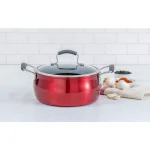 Epicurious 5 Qt. Hard-Anodized Aluminum Nonstick Chili Pot with Glass Lid, Red thumbnail 5